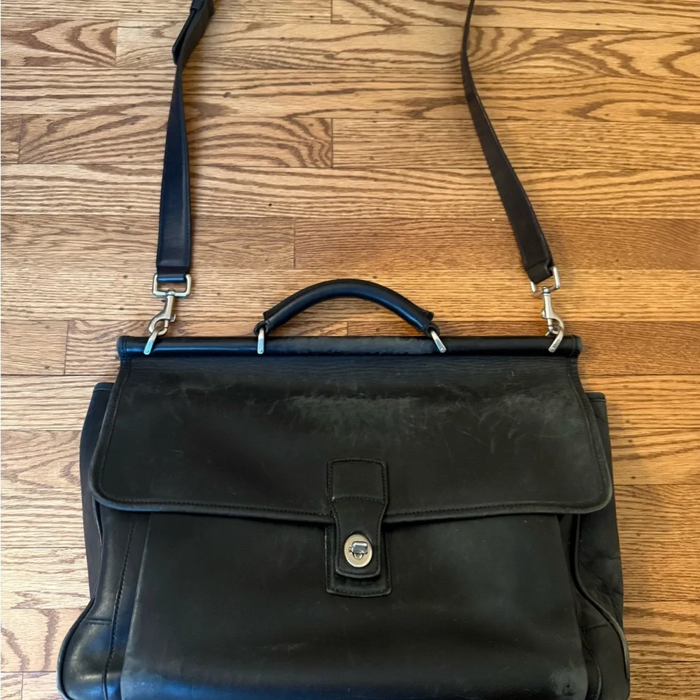 Vintage Coach Beekman black leather briefcase